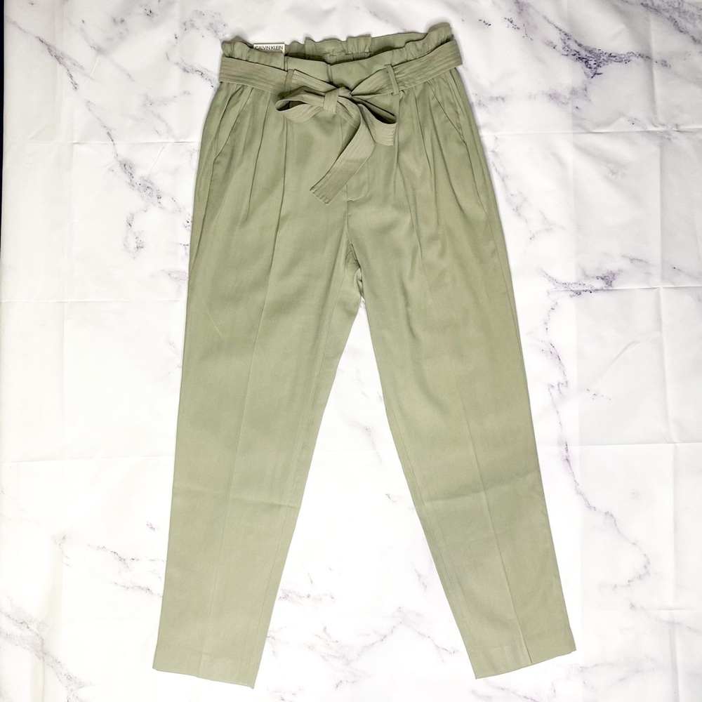 Calvin Klein | Wmn belted paperbag pants green 6
